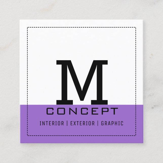 Professionell Monogram Modern Amethyst Fyrkantigt Visitkort (Framsida)