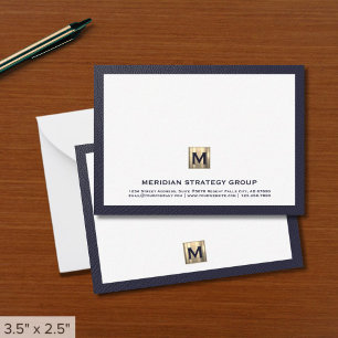 Professionell Monogram Navy Blue Gräns Anteckningskort