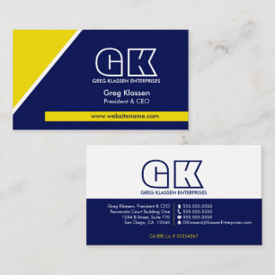 Professionell Monogram Navy Blue Guld Visitkort