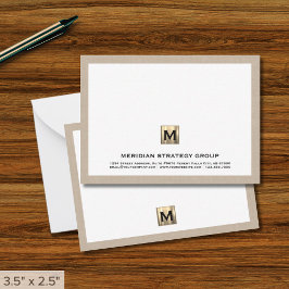 Professionell Monogram Note Card Linen Gräns Anteckningskort