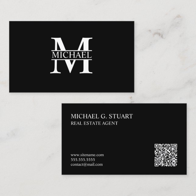 Professionell monogram och namn visitkort (Fram/baksida)