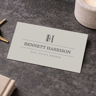 Professionell Monogram Realtor Fastigheter Taupe Visitkort
