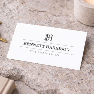 Professionell Monogram Realtor Fastigheter Vit Visitkort