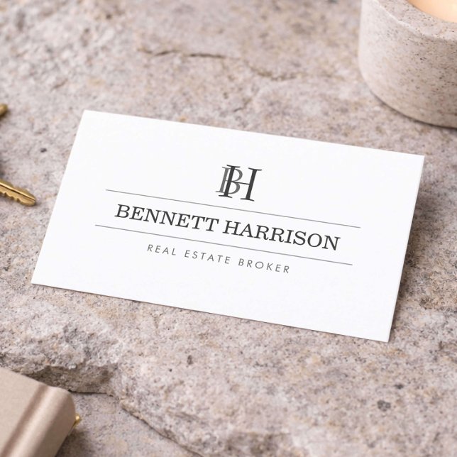 Professionell Monogram Realtor Fastigheter Vit Visitkort (Skapare uppladdad)