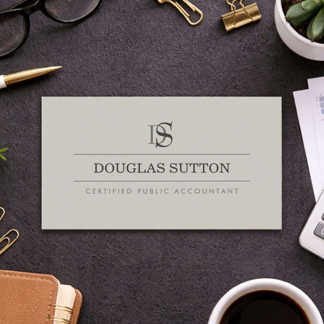 Professionell monogram-revisor CPA Taupe Visitkort (Skapare uppladdad)