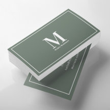 Professionell Monogram Sage Grönt Clean Typography