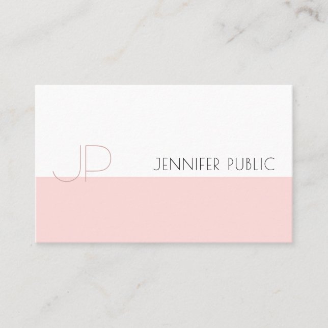 Professionell Monogram Sleek Rosa Plain Luxury Visitkort (Framsida)