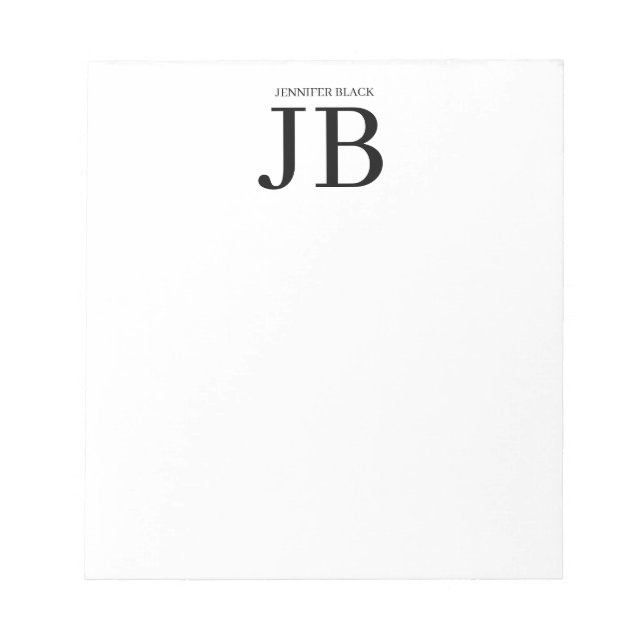 Professionell monogram svart vit anteckningsblock (Framsida)