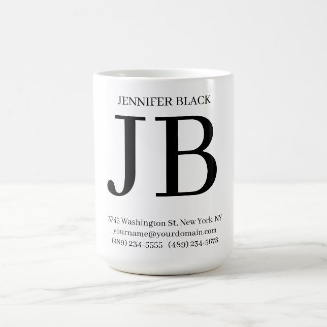 Professionell monogram svart vit kaffemugg (Center)