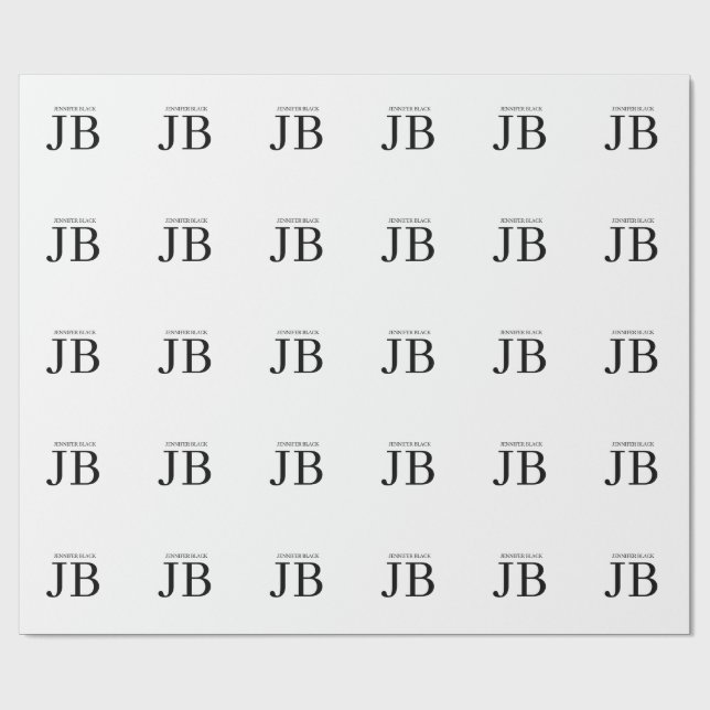 Professionell monogram svart vit presentpapper (Platt)