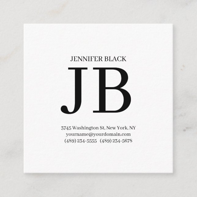 Professionell monogram svart vit tilläggskort (Framsida)