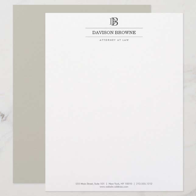 Professionell Monogram Taupe/White Brevhuvud (Fram/baksida)