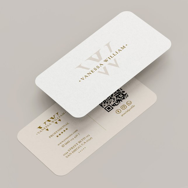 Professionell Monogram V-logotyp Minimal Sand Visitkort (Professional Monogram V Logo Minimal Sand Business Card
)