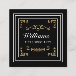 Professionell Monogram Vintage Black, Elegant Fyrkantigt Visitkort