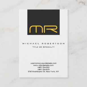 Professionell Monogram Vit Grått Affärskort Visitkort