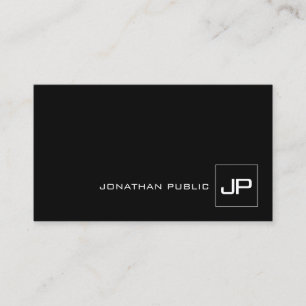Professionell Monogrammad Modern Black and White Visitkort