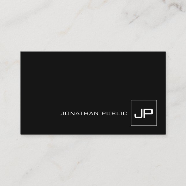 Professionell Monogrammad Modern Black and White Visitkort (Framsida)
