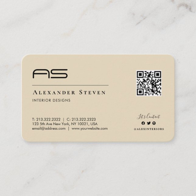 Professionell Monogrammed Logotyp Cream Beige Visitkort (Framsida)