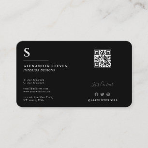 Professionell Monogrammed Mini QR Black Visitkort