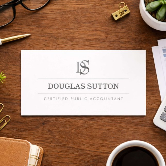 Professionell monogramredovisning CPA vit Visitkort (Skapare uppladdad)
