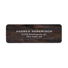 Professionell Mörk Brown Wood Plain Elegant Returadress Etikett