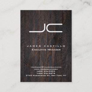 Professionell Mörk Brown Wood White Monogram Visitkort