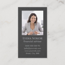 Professionell Mörk Grått Affärskort med Photo Visitkort