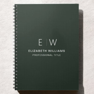 Professionell Mörk grönt Monogram Business Initial Anteckningsbok