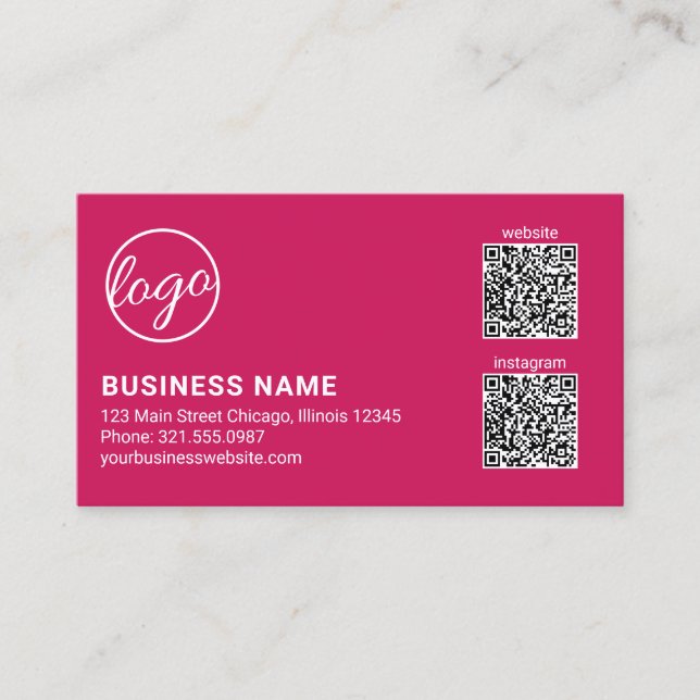 Professionell Mörk Rosa Logotyp QR-kod Modern Visitkort (Framsida)