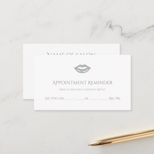 Professionell MUA Makeup Artist Läppar Möte Tidsbeställning Kort (Fram/Back In Situ)