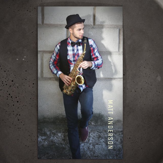 Professionell Musician Photo QR Code Black&White Visitkort (Skapare uppladdad)