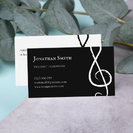 Professionell Musician Treble Clef Modern Black Visitkort