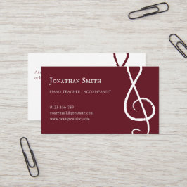 Professionell Musician Treble Clef Modern Burgundy Visitkort