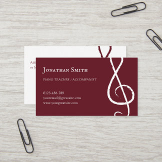 Professionell Musician Treble Clef Modern Burgundy Visitkort