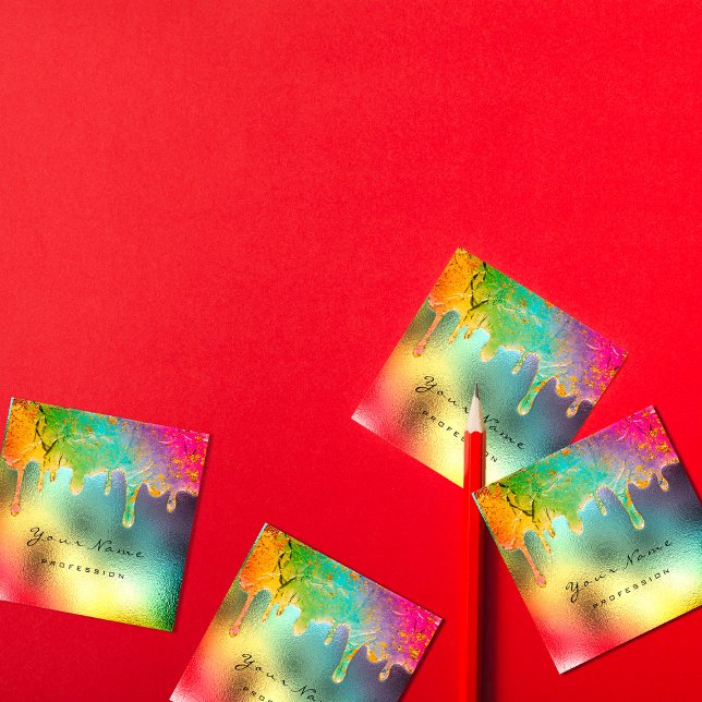 Professionell Nagel Makeup HoloGraphics Drift Sjöj Fyrkantigt Visitkort (Skapare uppladdad)