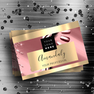 Professionell Nagel Studio Makeup Logotyp Guld Ro Visitkort