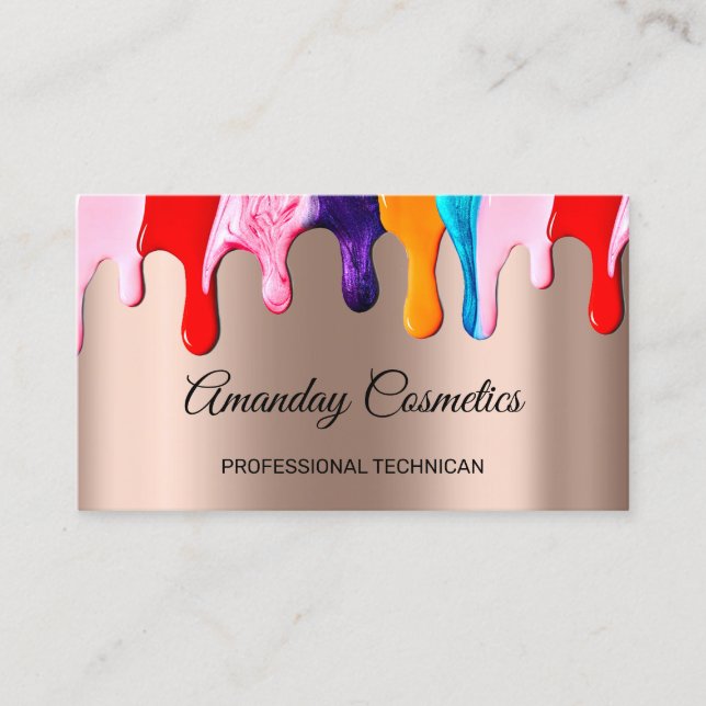 Professionell Nail Artist Technician Liquid Drives Visitkort (Framsida)
