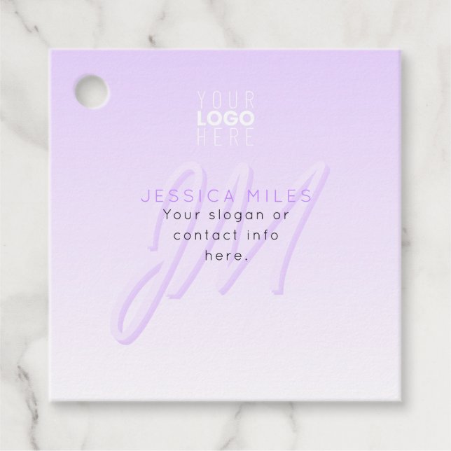 Professionell Namn & Slogan-mall | Ljust Lila Gåvor Etiketter (Framsida)