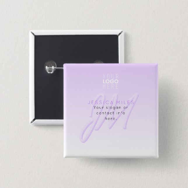 Professionell Namn & Slogan-mall | Ljust Lila Knapp (Framsida & baksida)