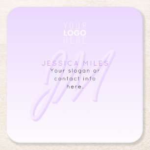 Professionell Namn & Slogan-mall Ljust Lila Underlägg Papper Kvadrat
