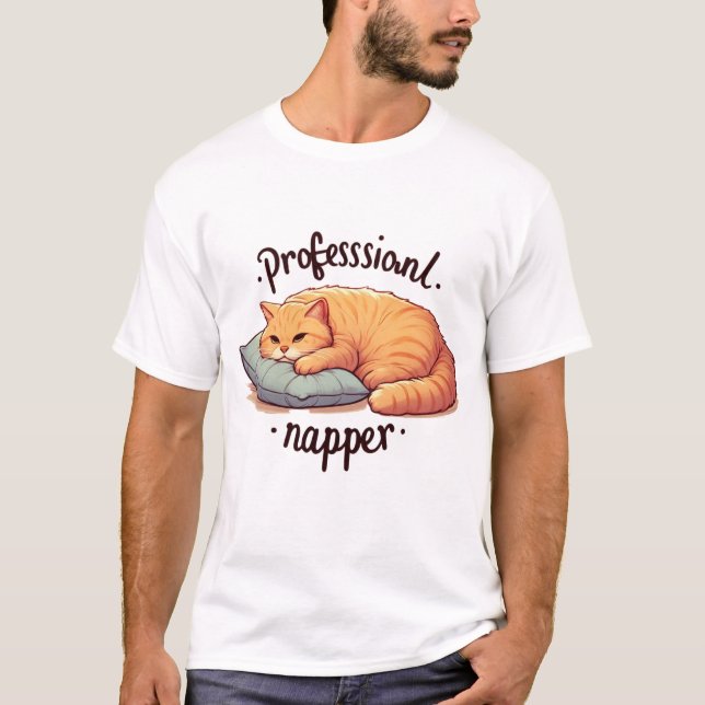 Professionell Napper Cat Funny Lazy Cat Graphic T Shirt (Framsida)