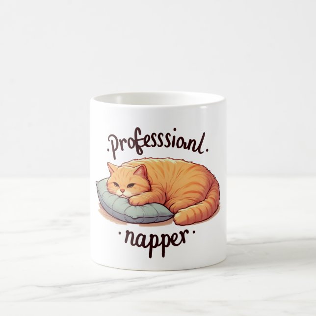 Professionell Napper Cat Mugg Cute Lazy Cat Coffee (Center)