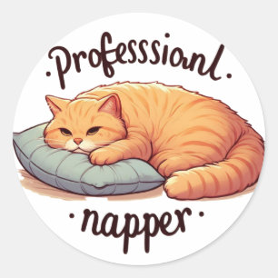 Professionell Napper Cat Sticker Mysigt Ginger Cat Runt Klistermärke