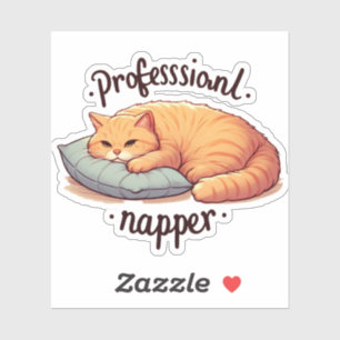 Professionell Napper Cat Vinyl Funny Lazy Ginger Klistermärken