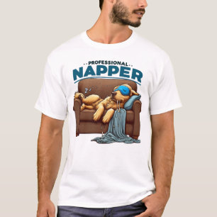 Professionell Napper - Lazy Hund Funny Tecknad T Shirt