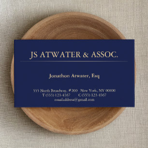 Professionell Navy Blue Attorney Law Visitkort