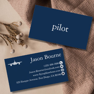 Professionell Navy Blue Employee Aviation Company Visitkort