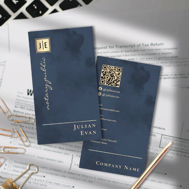 Professionell Navy Blue guld Notary Public Visitkort (Skapare uppladdad)
