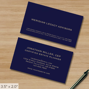 Professionell Navy Blue och Guld Visitkort