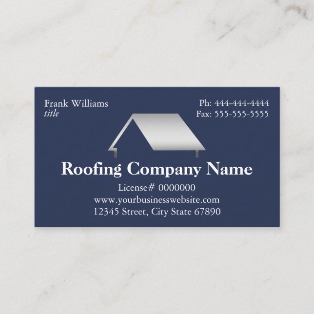 Professionell Navy Blue Roofing Company Visitkort (Framsida)